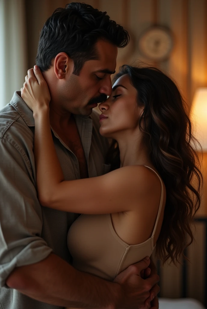 Man has 45 years and he is heavy with out clothes and mustache and he fuck his wife
He put his dick on her ass and fuck her so hard and he is from turkey