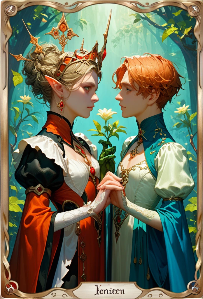 Symmetrical concept art of the Danahamma Tarot card in (very provocative)+ Elf Queen Outfit, Theme «Madness Lovecraft», Lee Bersten, Tarot512, 8 K, high detail, difficult