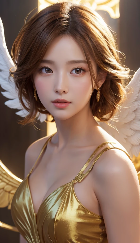 masterpiece, Highest quality, 8k, Real person, Greek Mythology, Angel，Extremely dense CG, Shine肌, Fully focused, heaven, The Glory of God, Shine, bless, happiness,front，temple