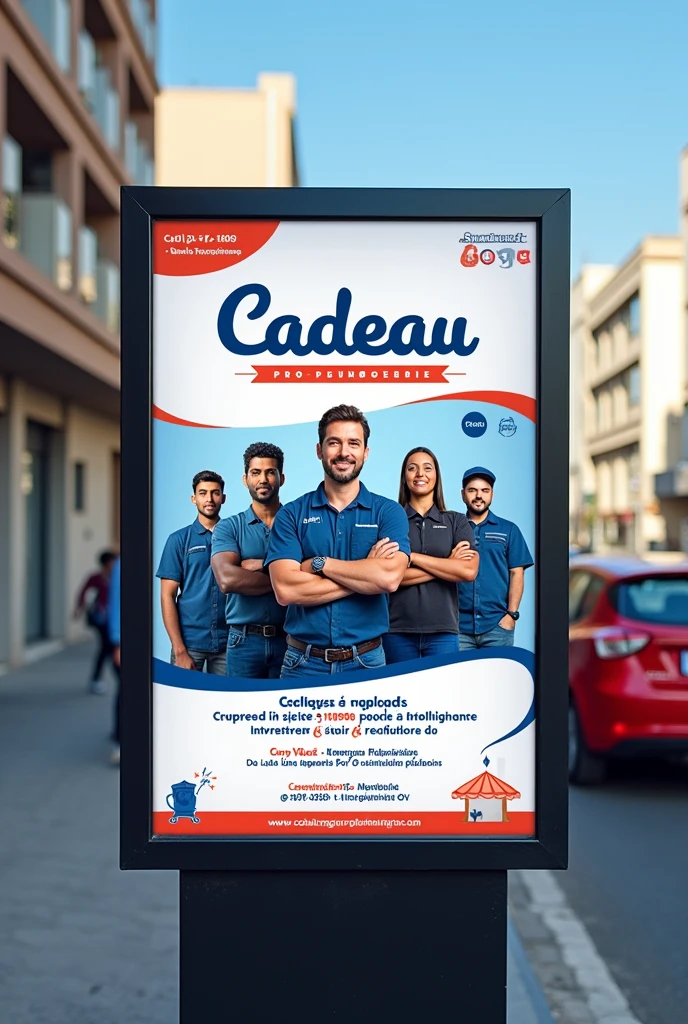 Creer une affiche pour mon Business avec le nom Cadeau Pro-Plomberie ajouter dans l’affiche ajouter l’adresse Cap Haitien, Haïti
Piur services: Instalation et reparation tout dans l’affiche doit etre en francais