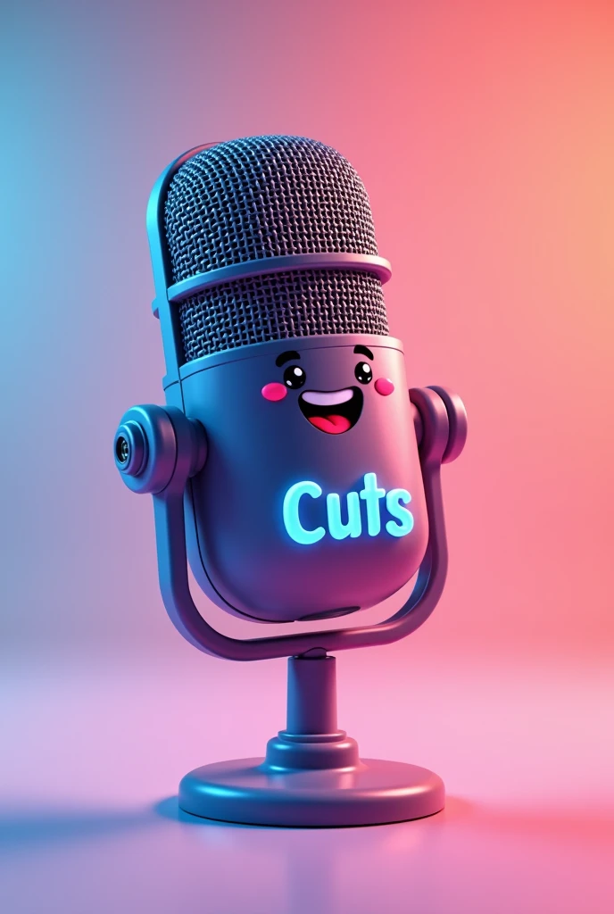 An image of a smiling, happy microphone, with the name cuts highlighted centered