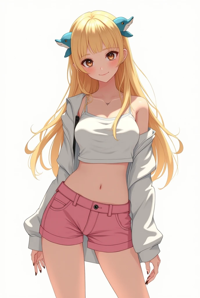 ((Masterpiece)), put on cat ear, fullbody,1 girl, (pastel color:1.5), (watercolor:1.4), white back ground, cute (child), sharp teeth, open mouth wide, (blush), ((scowl face)), ((Break-dance pose)), (Tattered crop top), denim shorts, pale brown hair, wavy long hair, slight smile,