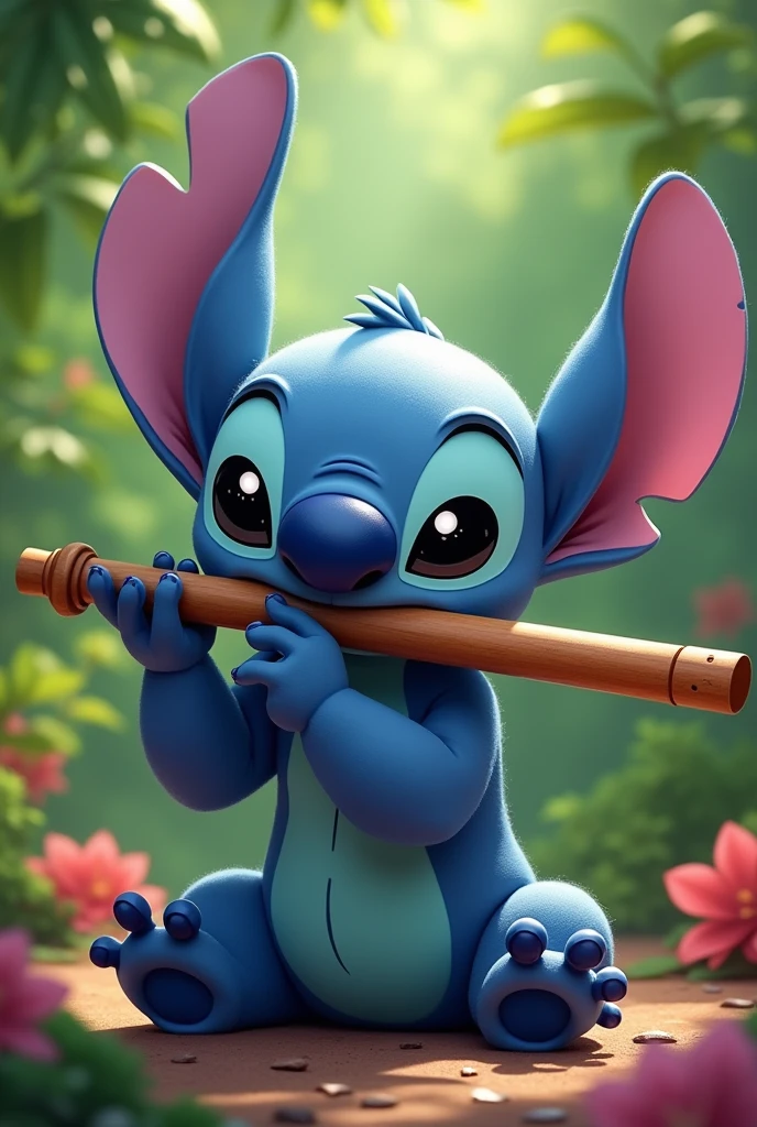 Stitch playing transverse flute