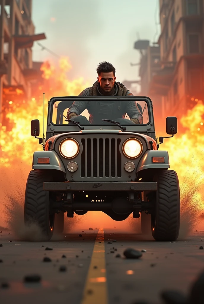 male free fire youtube profile picture inside a jeep running away from explosions!