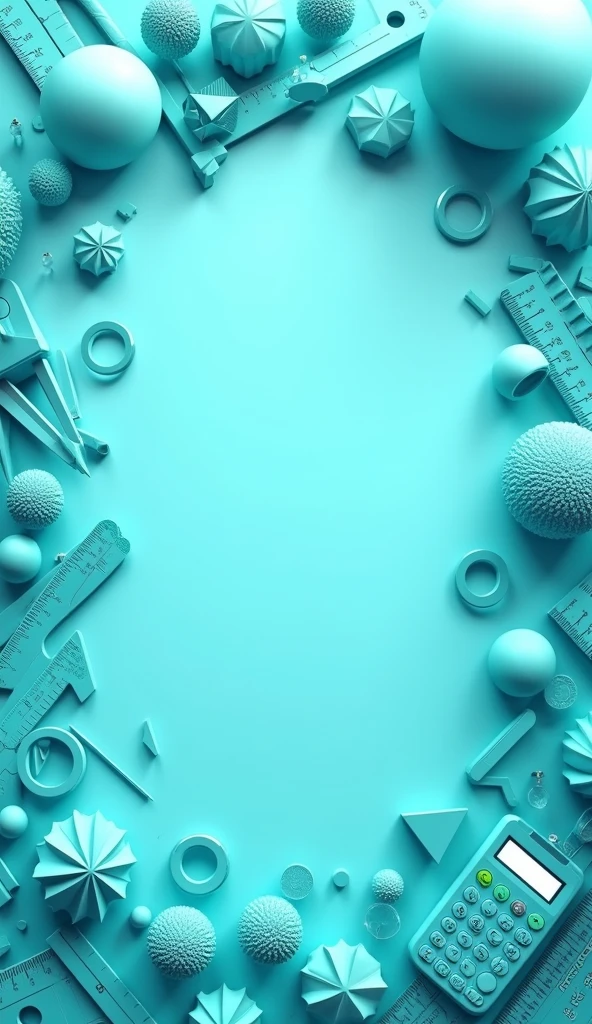 Page frame design with mathematical tools and geometric shapes with turquoise color