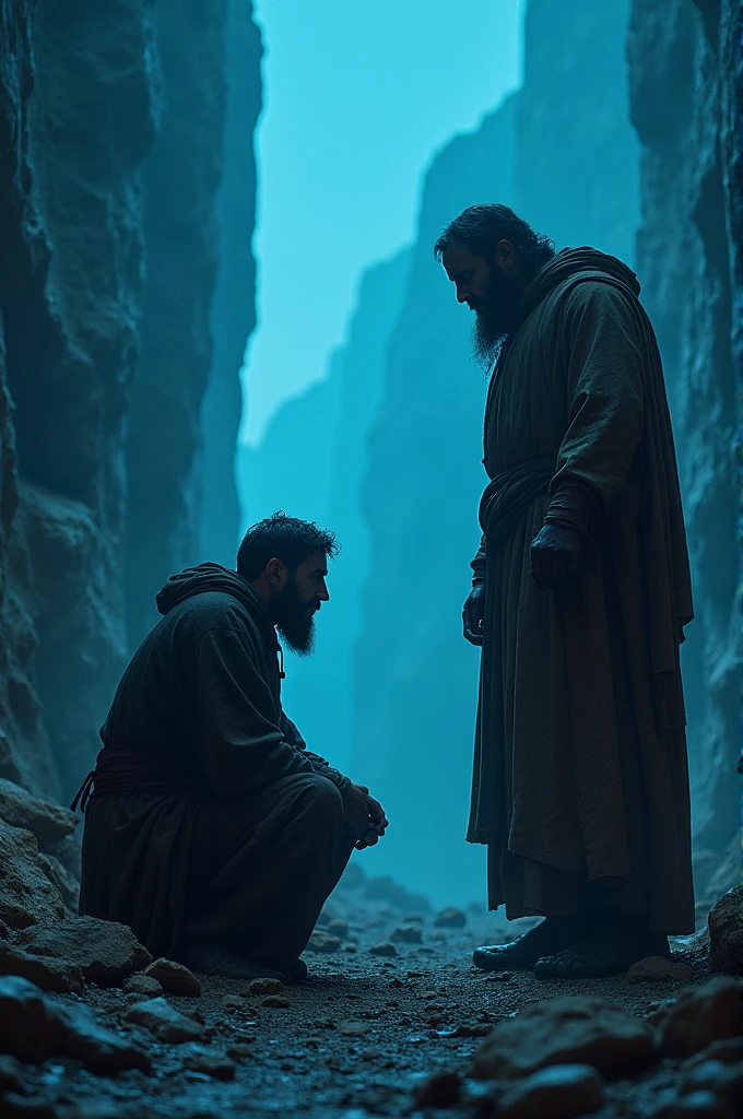 a man servant is mistreated by his master.in the wold testament, background neon