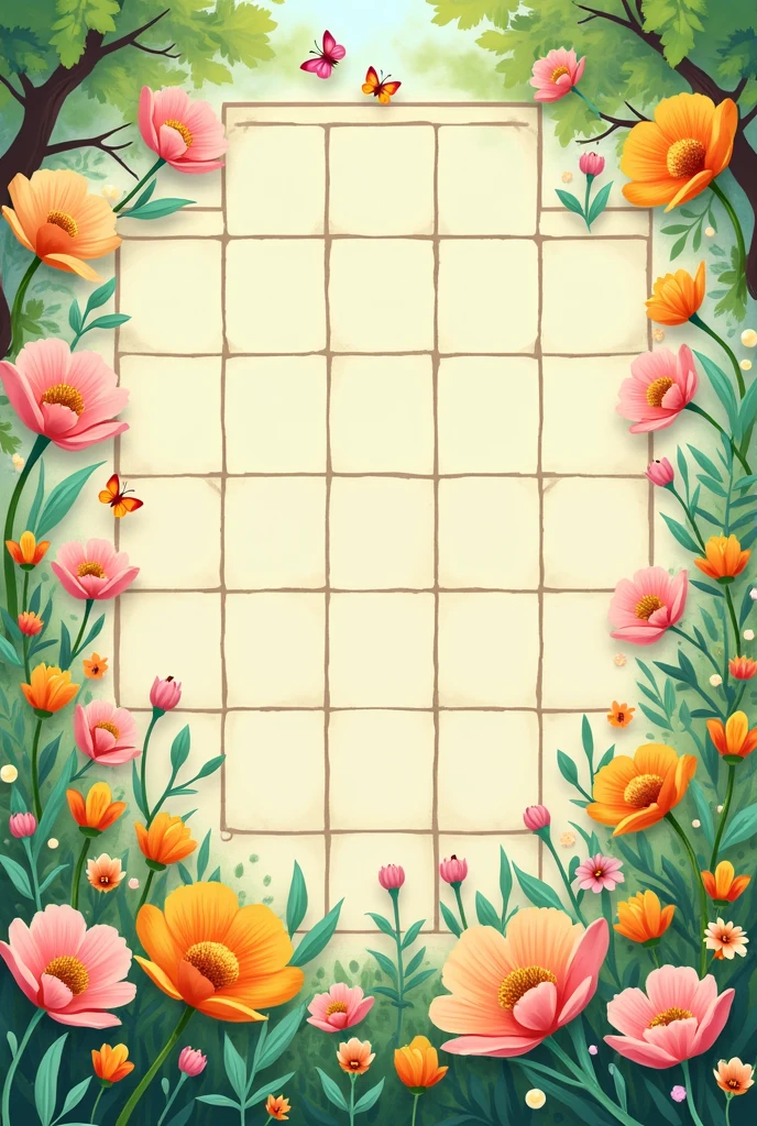 Board with 30 spring themed squares