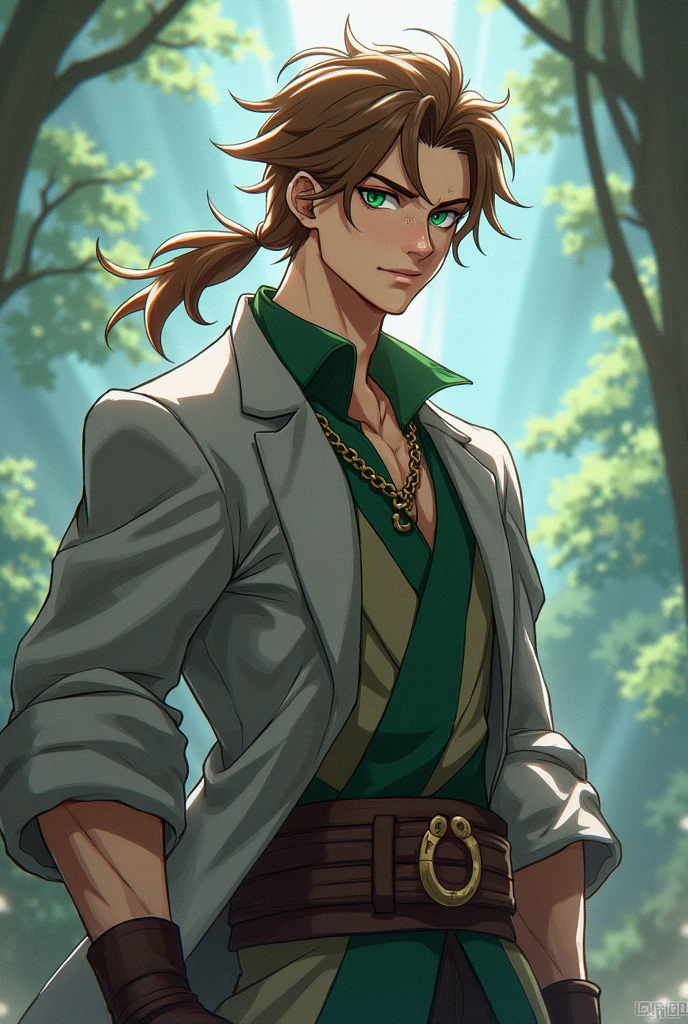 Rudeus stands at around average height(175cm), has a muscular body despite being a magician, and his looks weren't that poor when his family members are asked. He was born with light brown hair and green eyes. However, he later has Kishirika Kishirisu switch out both of his original eyes for demon eyes, causing them to be heterochromatic. Like his father, Paul, Rudeus also has a mole underneath his left eye and follows his ponytail hairstyle.

He is also always seen wearing gray robes but rarely covers his head during his time as an adventurer. At a young age, he is careless about the outfit he wears due to travelling the Demon Continent and has worn the same gray robes when he entered Ranoa Magic Academy that has many cuts and hems from his countless battles that makes him look like a delinquent. During his 20's he begins to pay more attention to the clothes he wears that even Perugius Dola mentions that he started to wear some decent clothes.[7]

Following his second fight with Orsted and later the final battle against Hitogami's faction, Rudeus' hair temporarily lost its color from mana exhaustion. Fortunately, in both cases, the roots were unaffected, causing his hair to grow back to normal over time. Do it anime style