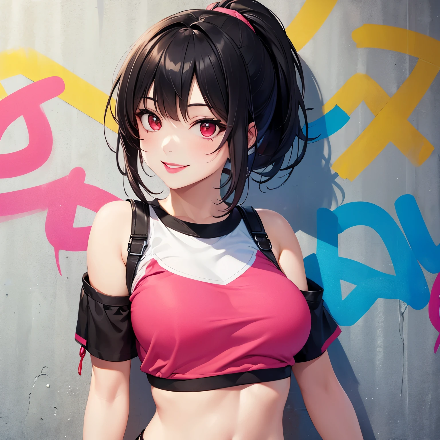 Cheerleader、、Big Breasts、Perfect Proportions、smile、Black Hair、bangs、Random Hairstyles、Second dimension beautiful girl