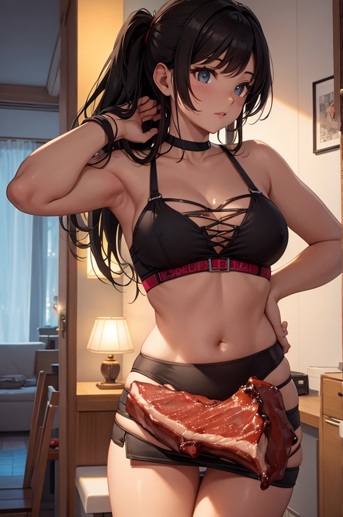 masterpiece, best quality,
<lora:Yoko_Cosplay:0.8>, Yoko_Cosplay,
<lora:RinTohsaka:0.7>, tohsaka rin, black hair, blue eyes, thighhighs, zettai ryouiki, black thighhighs, two side up, indoors, hands on hips, ribbon, long sleeves, hair ribbon, looking at viewer, :o, medium breasts, sleeveless,