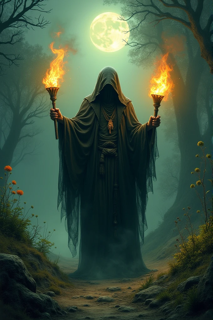 wild and partry lands, was usually depicted holding two torches or a key, and in later periods in its triple form. It is associated with crossroads, inputs, fire, Lumiere, the moon, magie, witchcraft, the knowledge of poisonous herbs and plants, ghosts, necromancy and witchcraft.