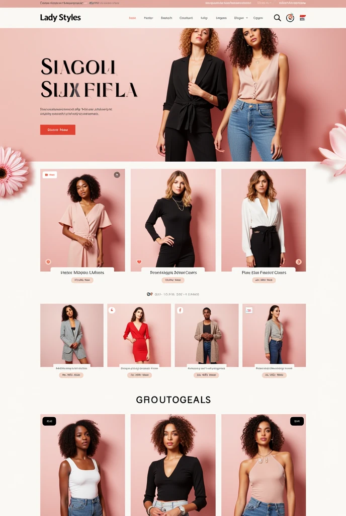 generates an image of a sales web page with many products from the Lady Styles brand