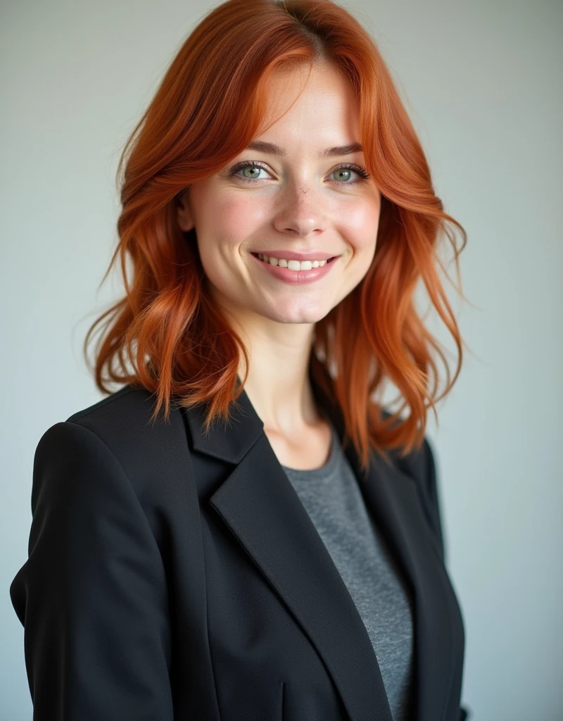 High quality photo of red-haired girl psychologist. 