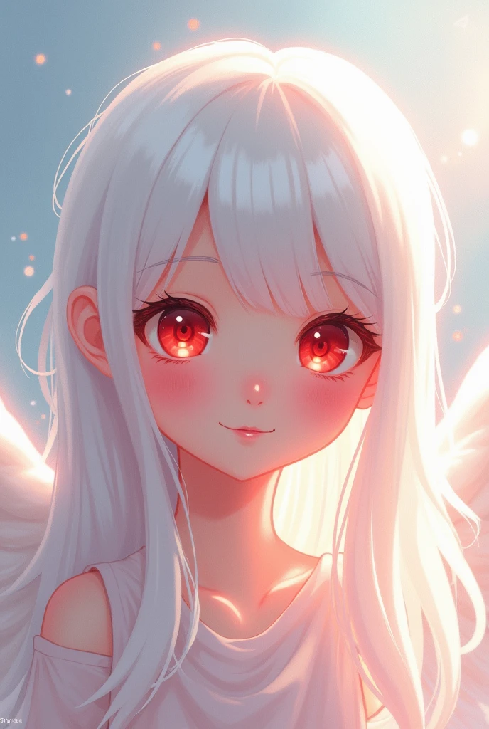 White-haired, red-eyed Korean comic with angelic face and sweet smile
