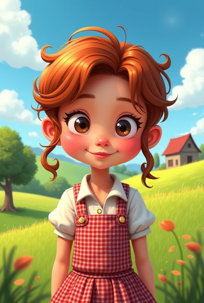 Create a 2D country girl in the Monica's Gang style without details as if she were speaking with a speech bubble