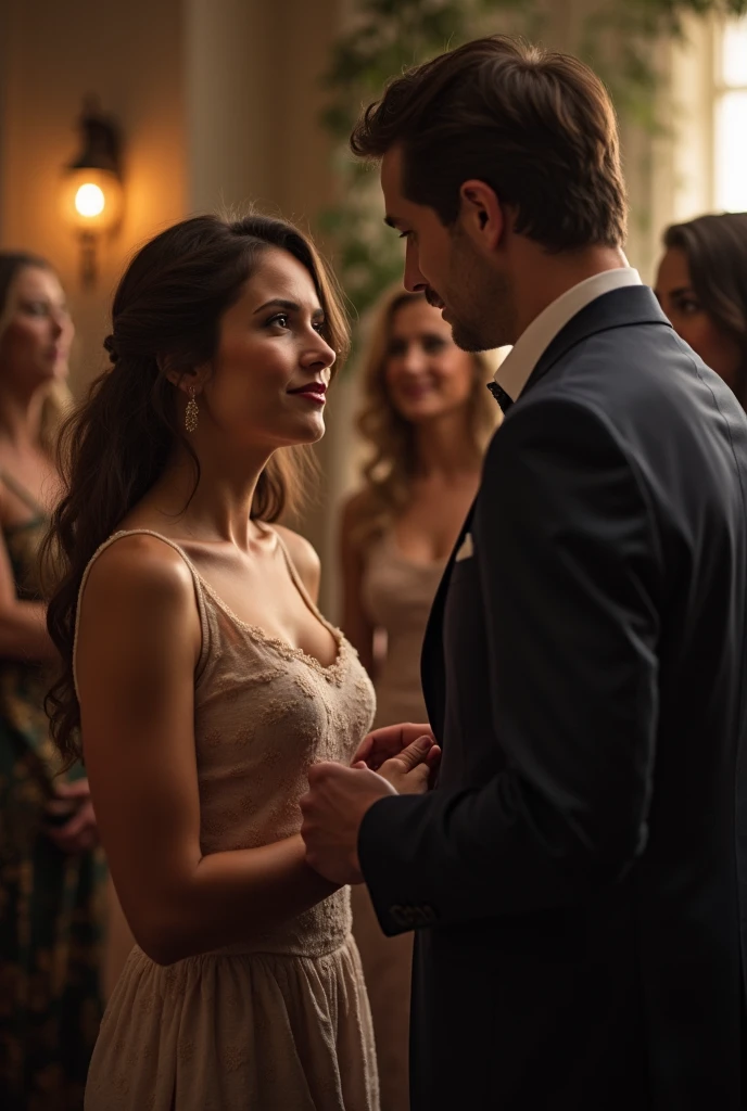 He speaks to the ladies first, she says thank you but that doesn&#39;t mean he forgave her.