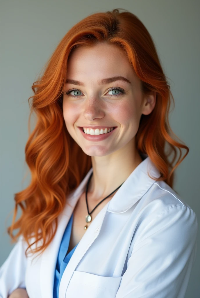 High quality photo of red-haired girl psychologist. A trusting look. Good-natured. portrait
