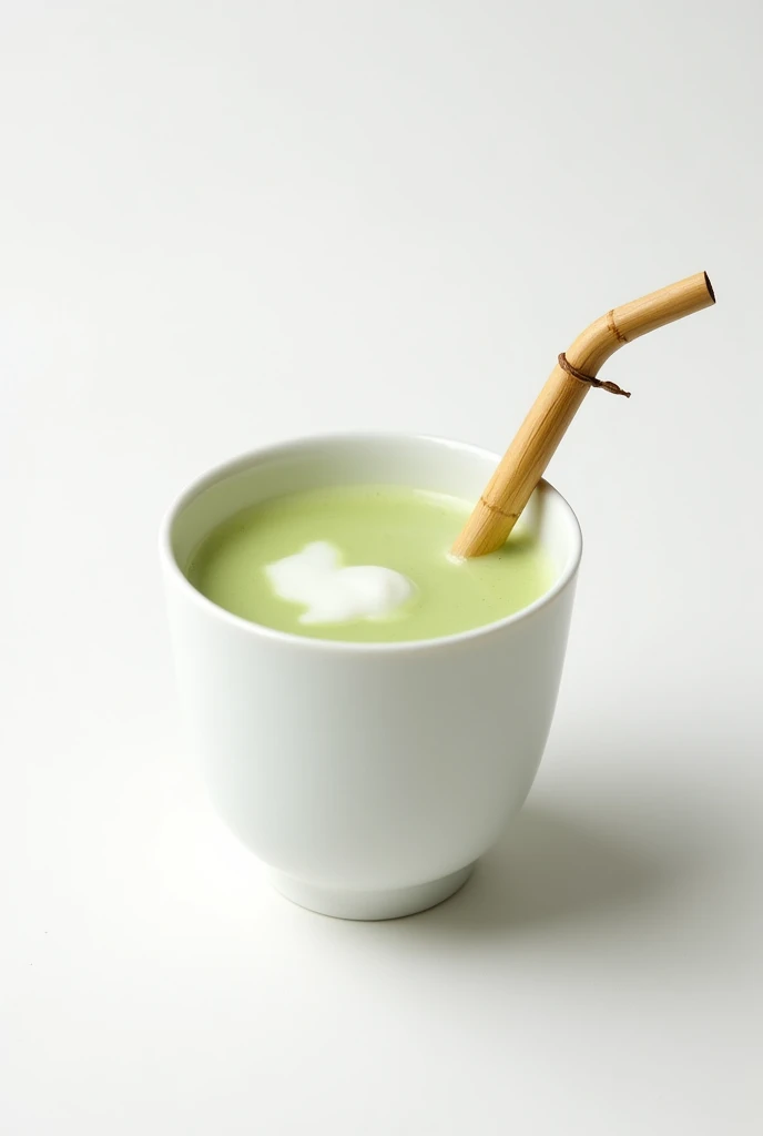 Give me imags of milktea macha flavor in a milkteacup with straw, im using it for marketing, ecommerce website, make it white background