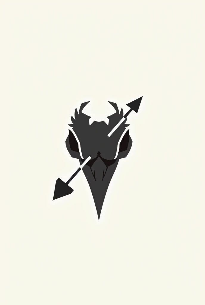 Simple crow skull logo with an arrow through its beak