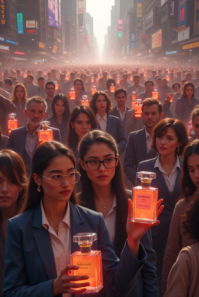 Many more people and everyone has a perfume on their hands