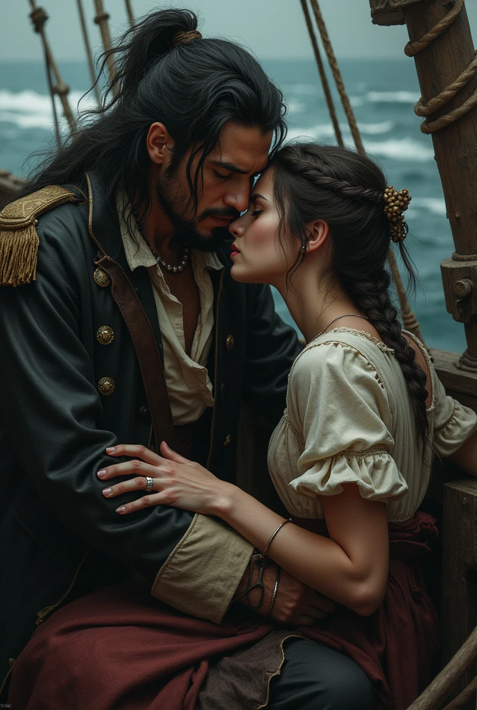 A servant is on a pirate ship as a slave. She has to obey to the captain and give physical pleasure to him.