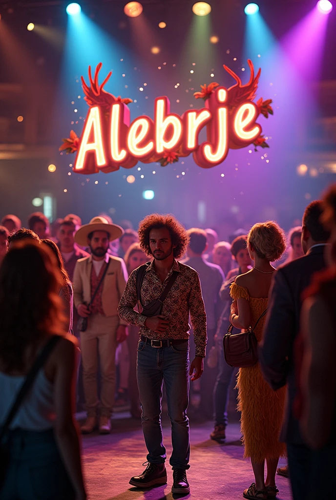 An image where you see people wearing 70s clothes, 80, 90 with the name ALEBRIJE that says classics night that the name ALEBRIJE appears