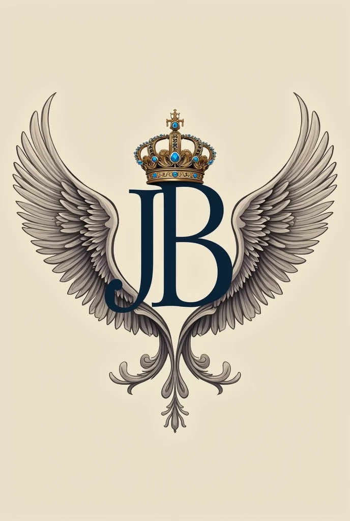 Hotel logo with letter J and b with wings and elegant crown