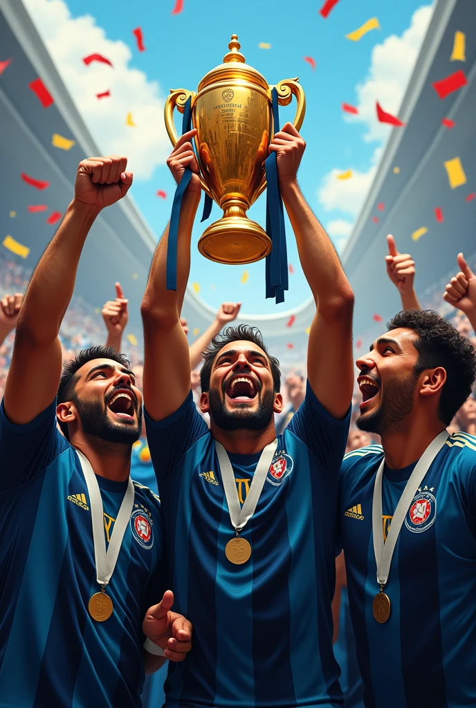 Create an image of Botafogo lifting the Copa Libertadores da América the Copa Libertadores da América the Copa Libertadores da América and Botafogo lifting