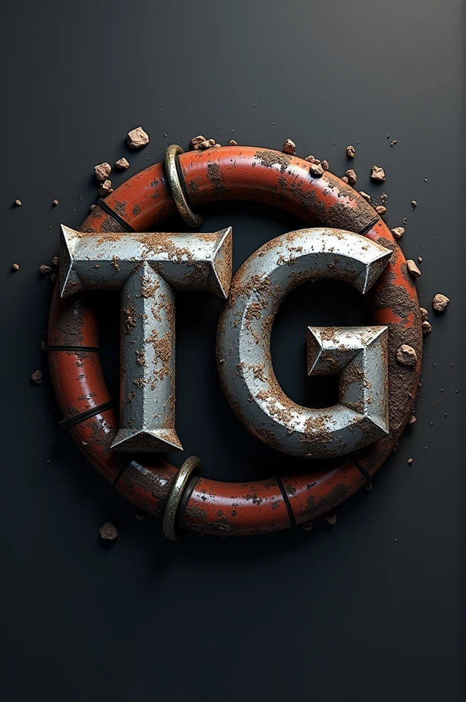 Create a logo that says the letters TG but the letters are based on hydraulic hoses

