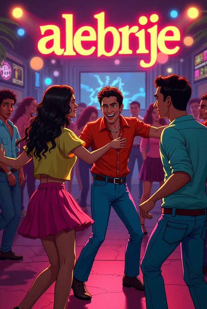 People dancing from the 70s with the name ALEBRIJE and that also says classics night put classics night