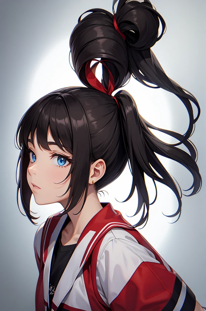 side ponytail of left
