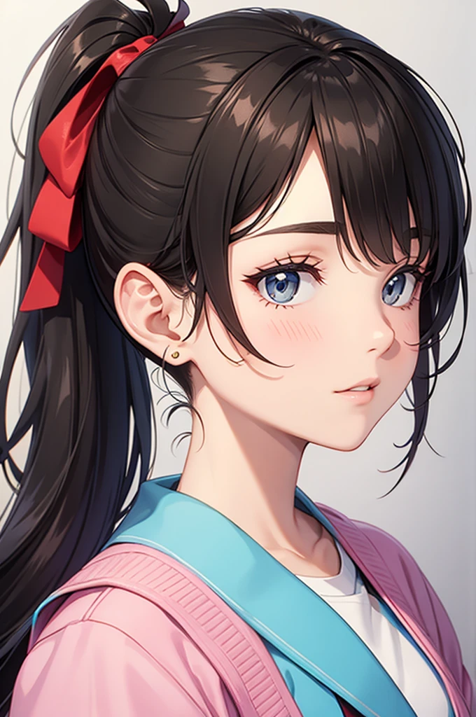 side ponytail of left