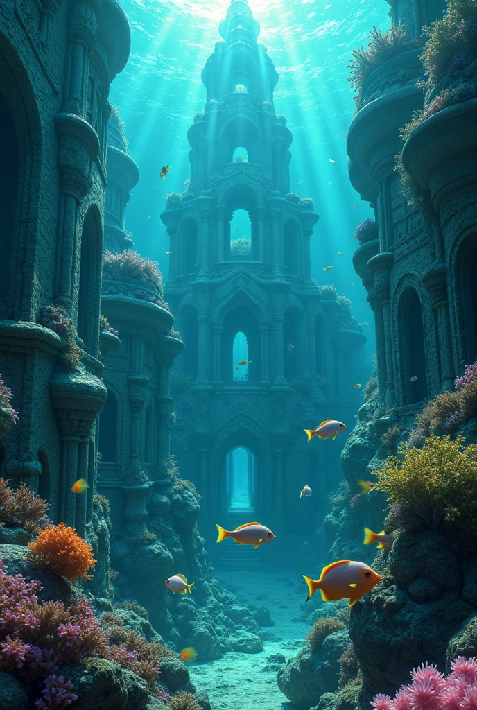 **Ethereal Underwater City:**
"Depict a breathtaking, ancient underwater city submerged deep within the ocean, with towering structures carved from luminous coral and bioluminescent algae. The city's architecture should blend fantastical elements with remnants of a lost civilization, featuring grand temples, ornate arches, and intricate statues. Schools of vibrant, exotic fish and other marine life should be integrated into the scene, swimming through the city’s streets and around its structures. The water should be crystal clear, allowing beams of sunlight to penetrate the depths, casting dynamic, shimmering light patterns on the coral-covered buildings. The scene should evoke a profound sense of mystery and wonder, with high detail and vibrant, otherworldly colors that convey the enchanting beauty of this hidden underwater world."

### **Instructions for SeaArt AI:**

1. **Model Selection:**
   - **Oceanic Realism Mix:** Choose models that emphasize realistic textures combined with fantastical underwater elements.
   - **LoRA:** Focus on enhancing the bioluminescent details, coral textures, and marine life.

2. **Style and Lighting:**
   - **Subaquatic Realism:** Emphasize realistic textures of the coral structures and marine life with intricate light diffusion.
   - **Advanced Lighting Effects:** Use ComfyUI to simulate sunlight penetrating through the water, creating natural reflections and light patterns on the city.

3. **Image Refinement:**
   - Generate multiple variations and select the one with the best balance of detail and atmosphere.
   - Use the **Canvas** tool for manual adjustments, particularly to enhance the texture of the coral structures and the clarity of the water.
   - Apply **Swift AI tools** to refine sharpness and increase resolution.

4. **Color Palette:**
   - Use deep blues and greens for the water, with iridescent hues for the bioluminescent elements and coral structures.
   - Incorporate vibrant colors for the fish and other marine lif