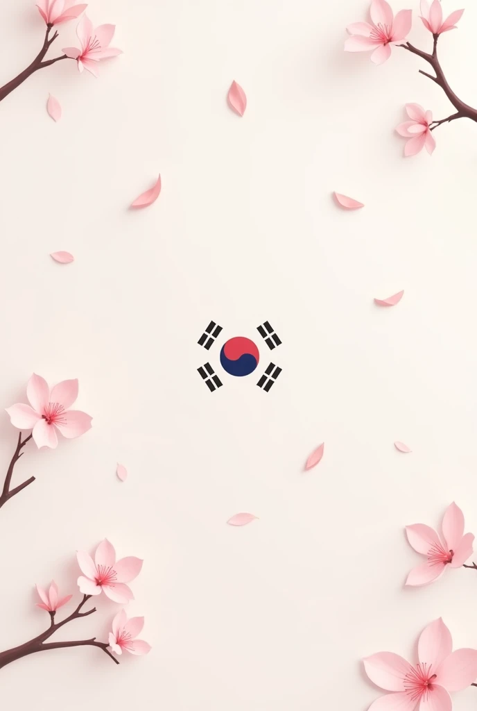 Art involving some leaves of the Sakura tree together with the symbol of the country of South Korea