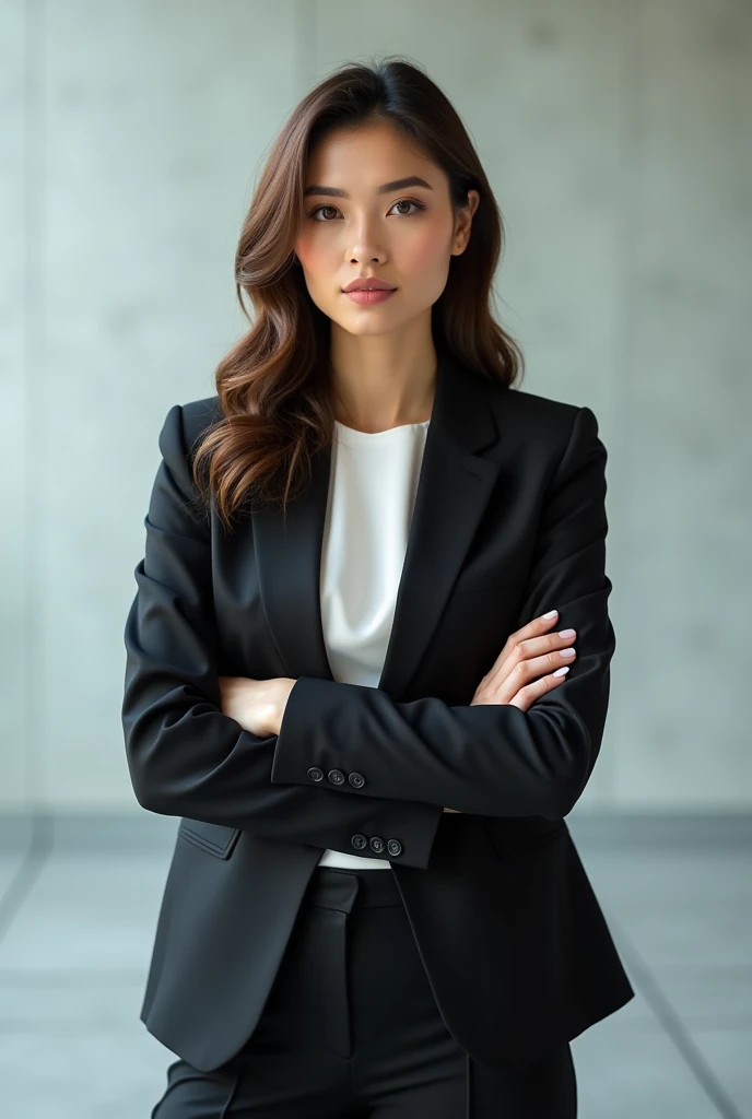 High quality photo of businesswoman, Crossed arm, modern color image 