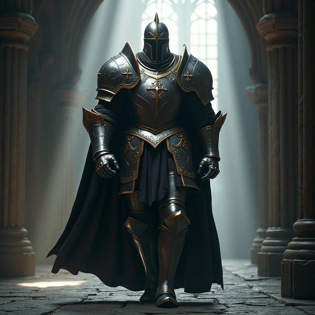 a medieval super heavy armor paladin