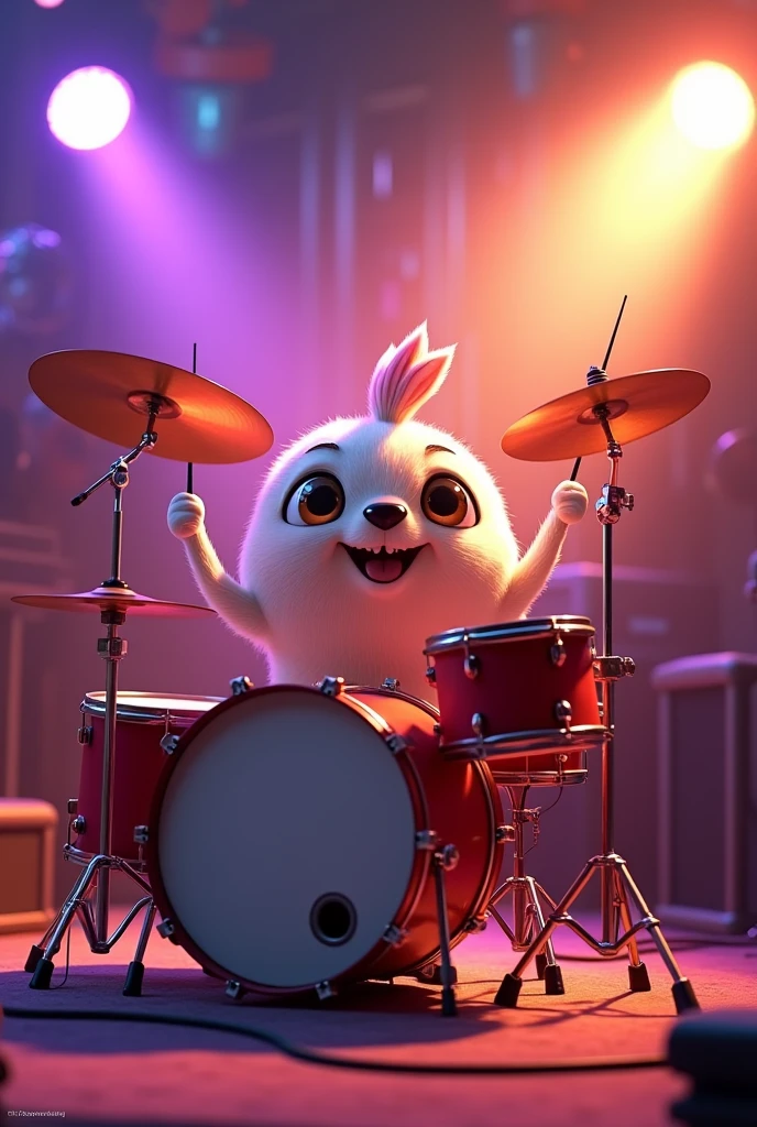 An animated drum kit