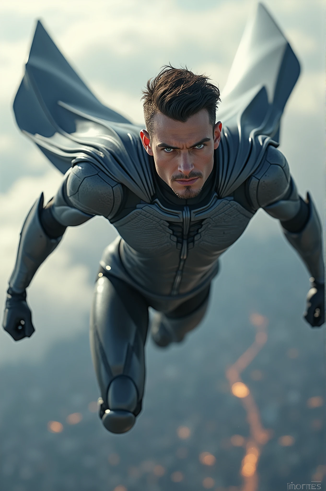 Creating an image of a superhero inspired by an airplane in the air involves combining visual elements that capture both the essence of aviation and the characteristics of a superhero.. Here is a detailed description of how this image could be conceived