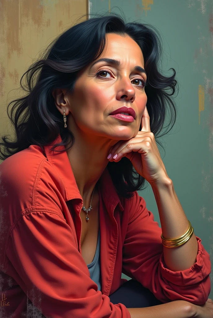 Drawing of the philosopher Lelia Gonzales with color