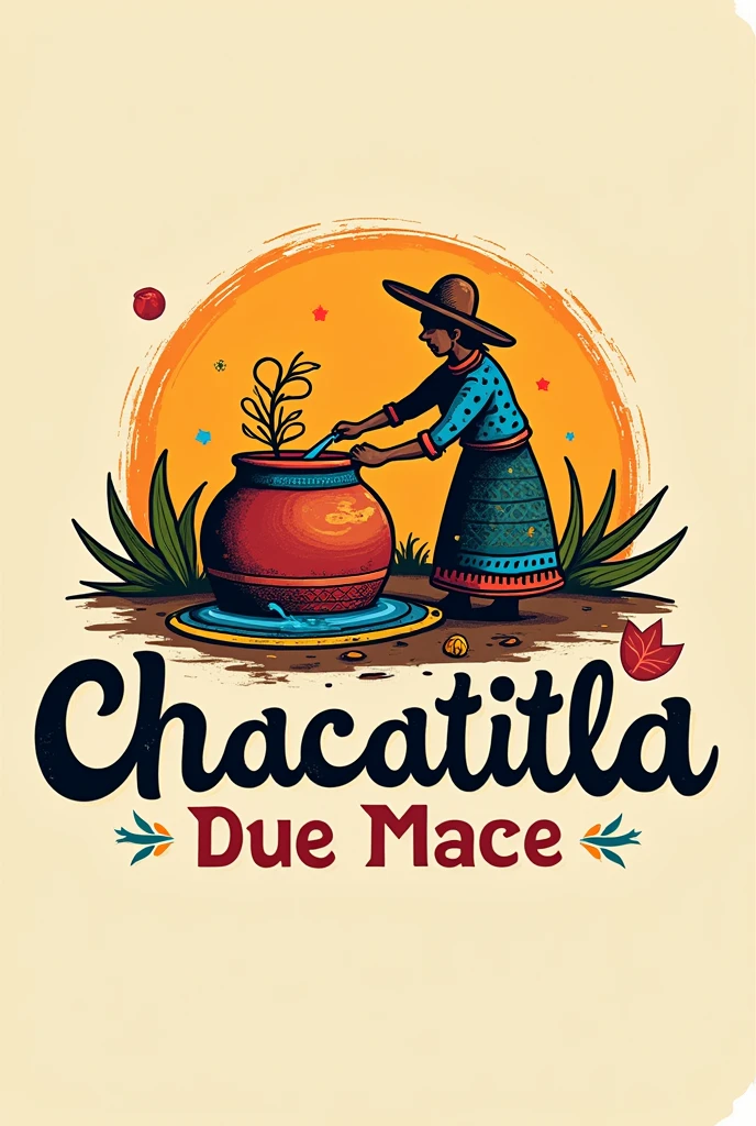 Make me a logo that says CHACATITLA with a bochiho and someone is washing it