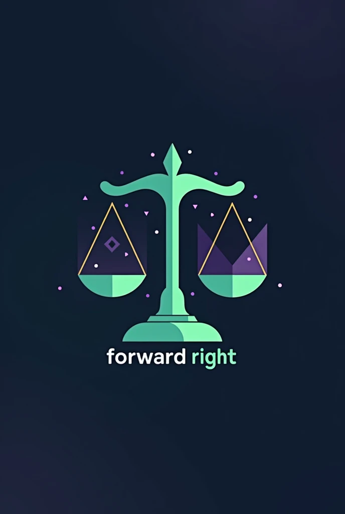 Law logo with green and purple colors, with phrase "forward right"