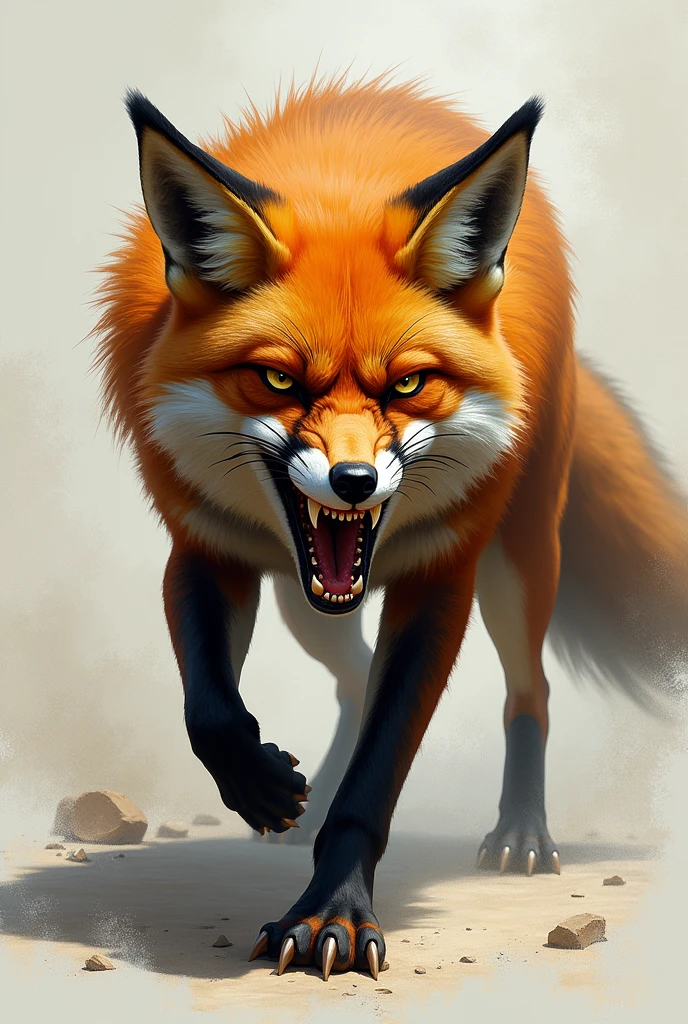 FIERCE FOX IN DESTROYED BLACK FOREST