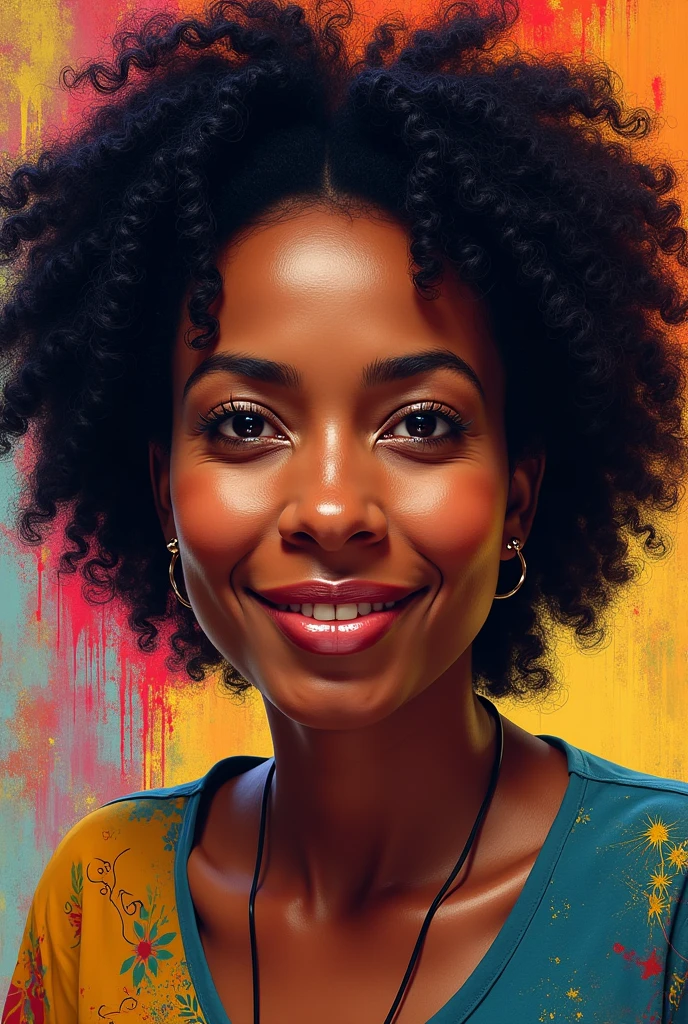 Drawing of the black philosopher Lelia Gonzales with color