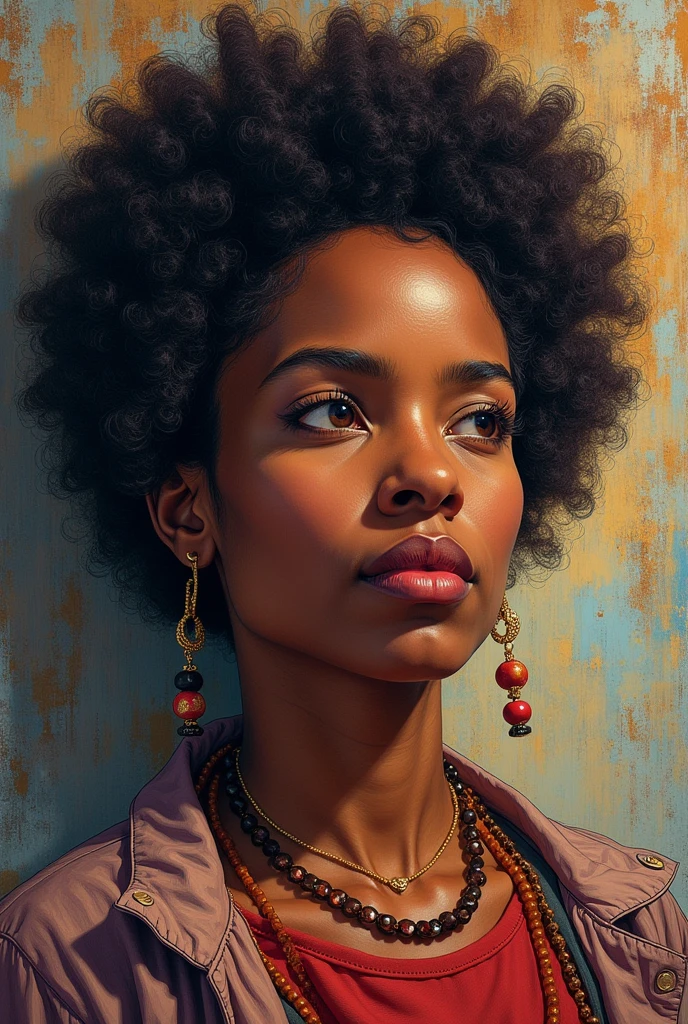 Drawing of the black philosopher Lelia Gonzales with color HQ version