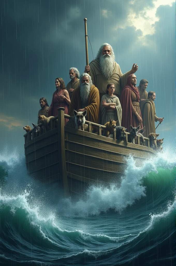 Images of Noah and his ark at sea