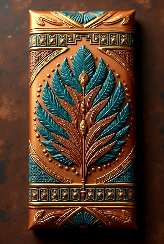 Chocolate wrapper with Aztec plume design 