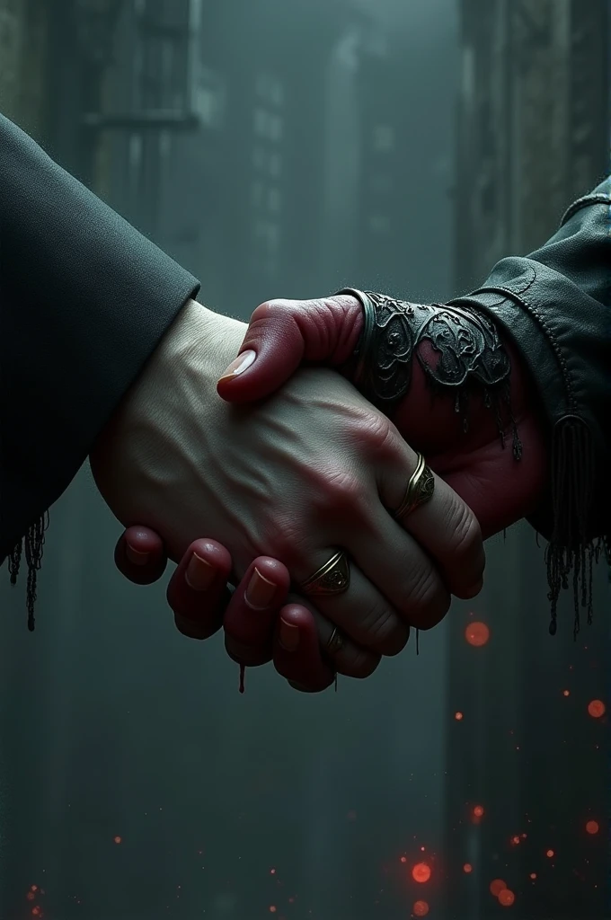 Handshake with devil hand