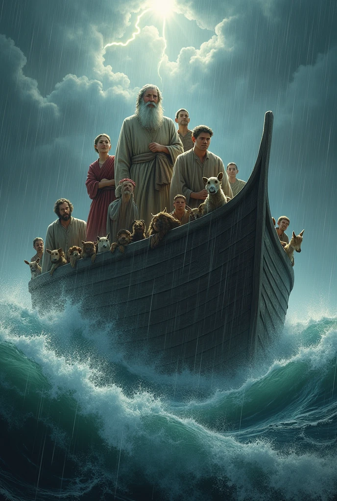 Images of Noah and his ark at sea