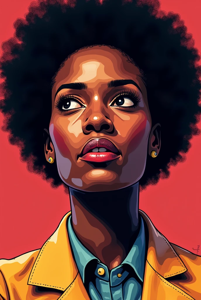 Drawing of the black philosopher Bell Hooks with color version hq