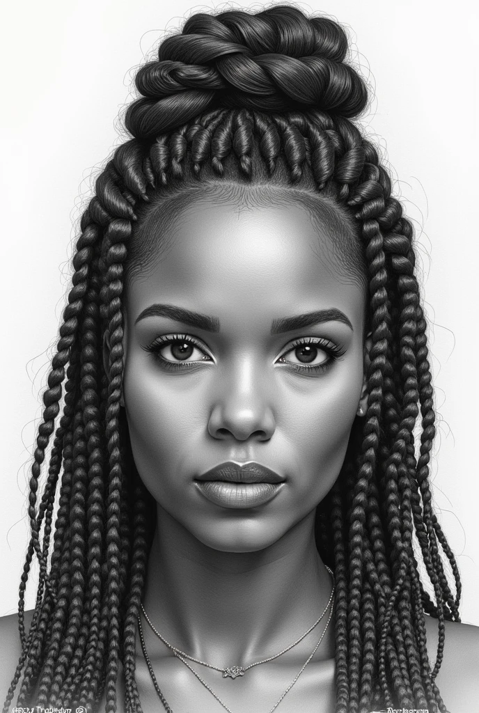 Black Philosopher Bell Hooks braids drawing with color HQ version